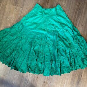 Chaudry Green Ombre Tiered Crinkle Boho Festival Peasant India Skirt NWT XS